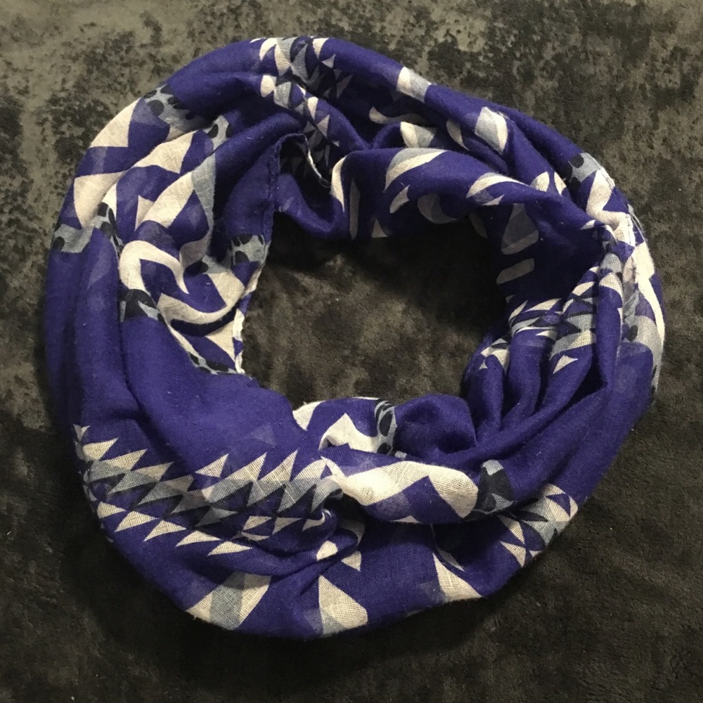 Blue & black designed infinity scarf